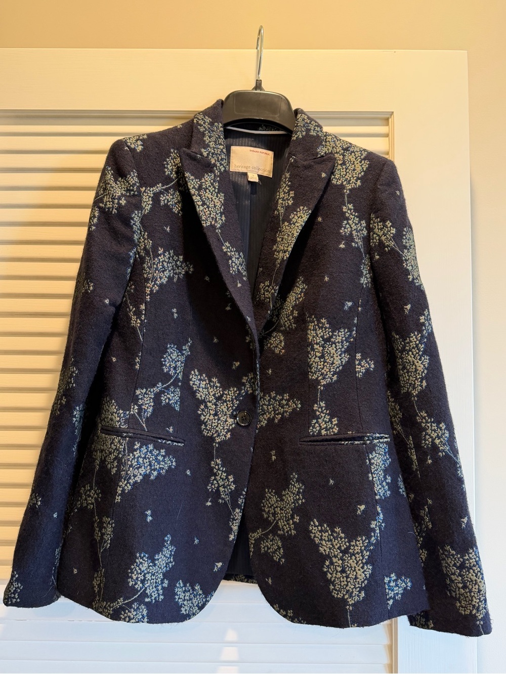 Banana Republic Navy Floral Blazer Jacket